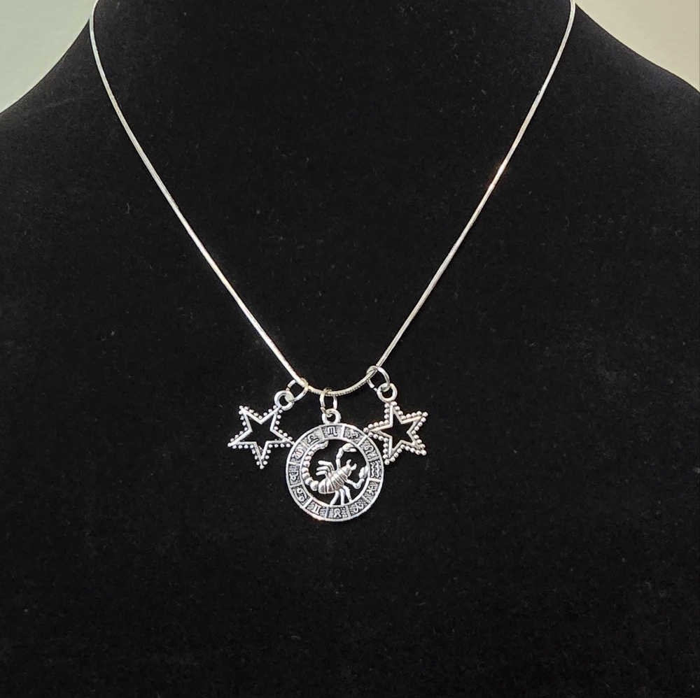☆Scorpio☆ Silver Tone Star Zodiac Charm Handmade Necklace
